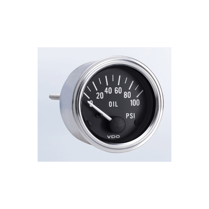 100 PSI Oil Pressure Gauge with VDO Sender and Metric Thread Adapters